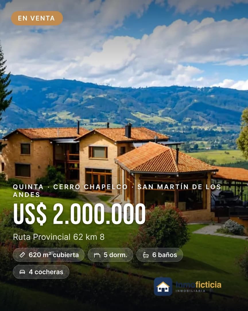Placa para Instagram de una quinta en venta, generada por FORUX con la plantilla Foto full
